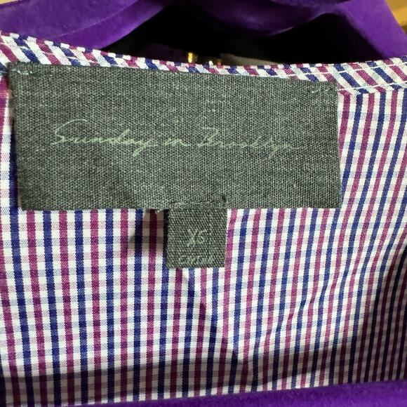 Sunday in Brooklyn By Anthropologie Purple Gingham Blouse Plaid Puff Sleeve S - Picture 8 of 9
